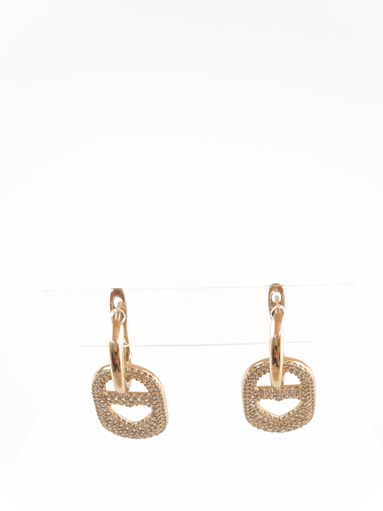 Gold Sarkıt Kalp Detaylı Taş Kaplamalı Vip Küpe (30mm) - Görsel 2